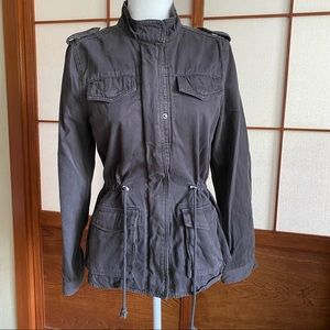 Lucky Brand Charcoal Grey Military Canvas Jacket Anorak